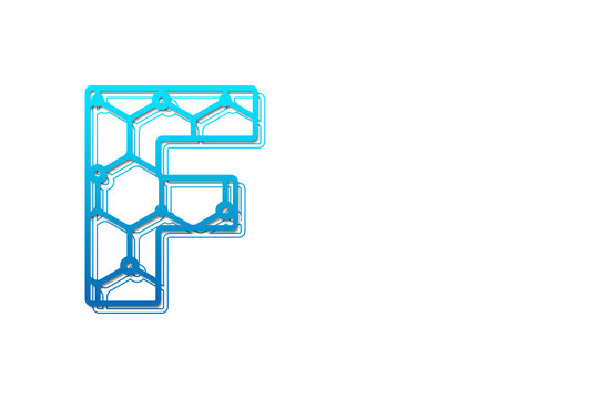 Letter F logo design template with hexagon shape. Line art logo type design concept of Abstract technology logo