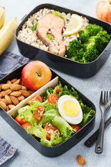 Wall Mural - Healthy and nutritious lunch or snack boxes with food.