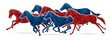7 Horses running cartoon graphic vector