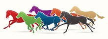 7 Horses Running Cartoon Graphic Vector