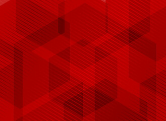 Poster - Abstract geometric hexagons overlapping red background with striped lines pattern. You can use for brochure, presentation, poster, leaflet, flyer, print, advertising, banner, website.