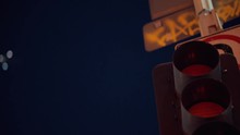 Flashing Red Traffic Lights At Night