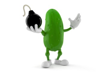 Poster - Cucumber character holding bomb