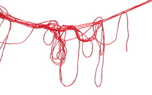 Red Strings, Thread Isolated On White Background And Texture, With Clipping Path