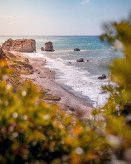 Rock of Aphrodite, beautiful beach and sea bay, Cyprus island