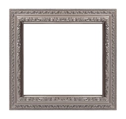 Silver frame for paintings, mirrors or photo isolated on white background