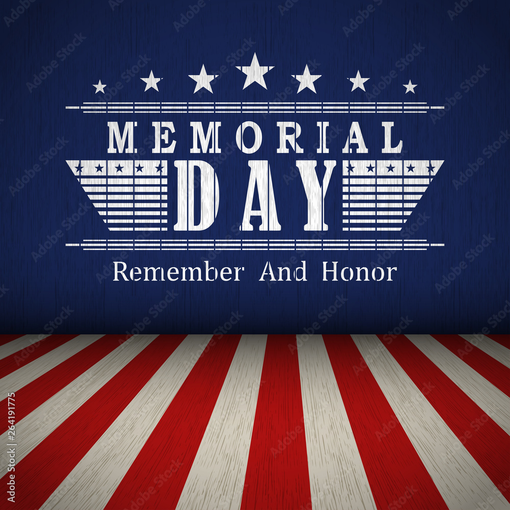 Memorial Day background with US national flag, stars and stripes ...