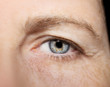A beautiful insightful look eye. Close up shot. The eye of an elderly woman