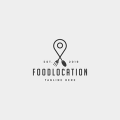 Poster - food pin navigation simple flat luxury logo design vector icon element