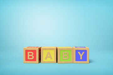 Fototapete - 3d rendering of alphabet toy blocks on blue background.