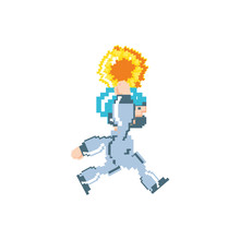 Video Game Jumping Avatar Pixelated
