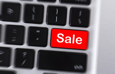 Poster - SALEtext on red button on laptop keyboard