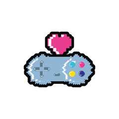 Sticker - video game control with heart pixelated