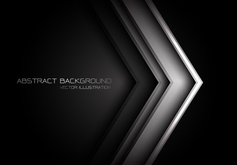Poster - Abstract grey metallic arrow direction on black with text design modern futuristic background vector illustration.