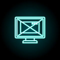 Poster - closing the browser in the monitor neon icon. Elements of Virus, antivirus set. Simple icon for websites, web design, mobile app, info graphics