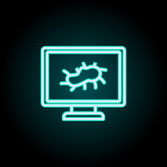 Poster - virus in pc neon icon. Elements of Virus, antivirus set. Simple icon for websites, web design, mobile app, info graphics