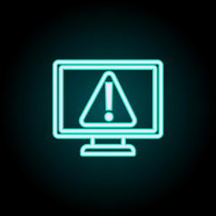 Aufkleber - warning sign in monitor neon icon. Elements of Virus, antivirus set. Simple icon for websites, web design, mobile app, info graphics
