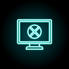 Aufkleber - cross on the monitor line neon icon. Elements of Virus, antivirus set. Simple icon for websites, web design, mobile app, info graphics