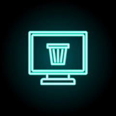 Poster - shopping cart in computer line neon icon. Elements of Virus, antivirus set. Simple icon for websites, web design, mobile app, info graphics