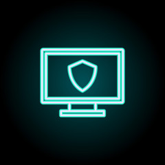 Aufkleber - shield on the screen neon icon. Elements of Virus, antivirus set. Simple icon for websites, web design, mobile app, info graphics