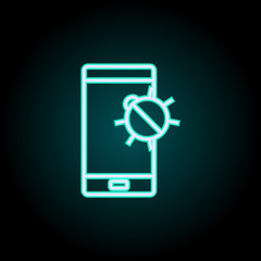 Aufkleber - beetle in a smart phone neon icon. Elements of Virus, antivirus set. Simple icon for websites, web design, mobile app, info graphics