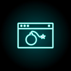 Aufkleber - bomb in the browser neon icon. Elements of Virus, antivirus set. Simple icon for websites, web design, mobile app, info graphics