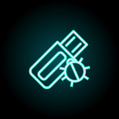 Poster - beetle in flash card neon icon. Elements of Virus, antivirus set. Simple icon for websites, web design, mobile app, info graphics