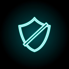 Aufkleber - disconnection of the shield neon icon. Elements of Virus, antivirus set. Simple icon for websites, web design, mobile app, info graphics