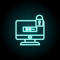 Aufkleber - lock by password pc neon icon. Elements of Virus, antivirus set. Simple icon for websites, web design, mobile app, info graphics