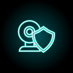 Aufkleber - shield in web camera neon icon. Elements of Virus, antivirus set. Simple icon for websites, web design, mobile app, info graphics