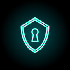 Aufkleber - keyhole in the shield neon icon. Elements of Virus, antivirus set. Simple icon for websites, web design, mobile app, info graphics