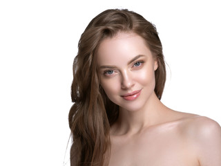 Beauty skin care woman natural makeup female model closeup 