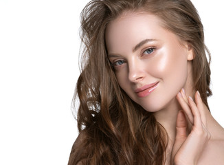 Beauty skin care woman natural makeup female model closeup 