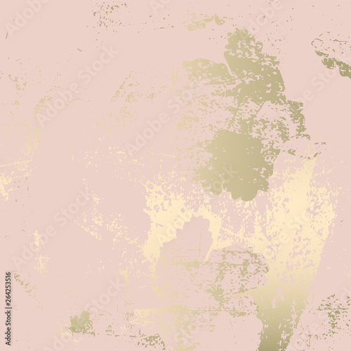 Chic blush pink gold trendy marble grunge texture with floral ornament Poster Mural XXL