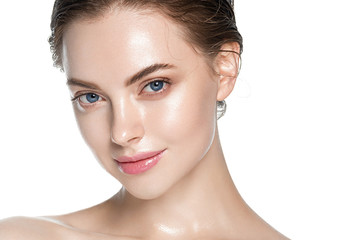 Wall Mural - Beauty skin care woman natural makeup female model closeup 