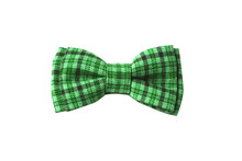 Green Bow Tie With Sequins For St. Patrick's Day Isolated On White