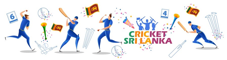 Wall Mural - illustration of Player batsman and bowler of Team Sri Lanka playing cricket championship sports