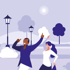 Poster - young interracial couple dancing in the park