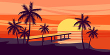 Summer Holiday Season. Tropical Exotic Beach Sunset Ocean Sea