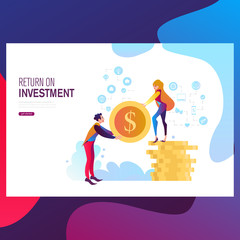 Vector illustration concept of return on investment. Modern illustration conceptual for banner