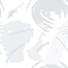 Aufkleber - Abstract brush storkes, splatters and crayon marks background. Vector seamless creative pattern with hand painted shapes in neutral light colors.