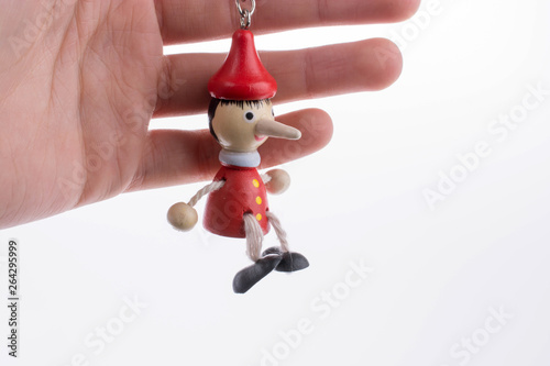 Wooden pinocchio doll with his long nose