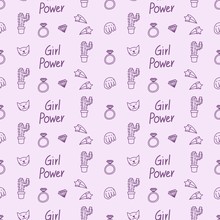 Girl Power Seamless Pattern