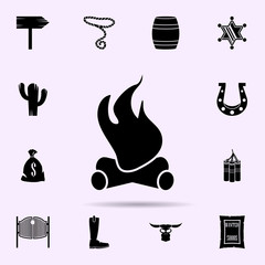 Poster - bonfire icon. wild west material icons universal set for web and mobile
