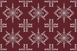 Elegant seamless pattern hand drawn with traditional ornament decoration and mixed with victorian style. Geometry for each side. red and white background.