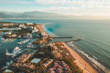 Wall Mural - aerial view of port in Mexico