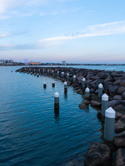 Canvas Print - rocky coastline at st kilda beach, melbourne, australia.