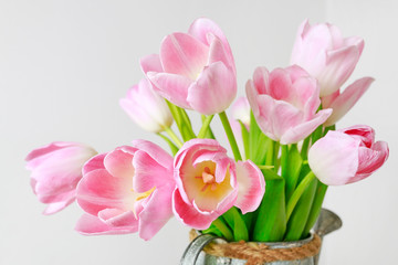 Wall Mural - Bouquet of pink tulips.