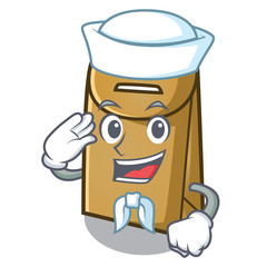 Poster - Sailor cartoon paper bag at table register