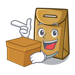 Sticker - With box paper bag isolated with the character